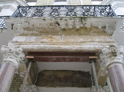 Limestone Portico Before Repairs