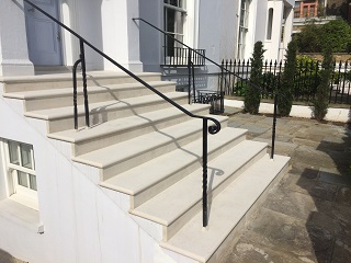 Portland Stone Solid Block Steps After Rebuild