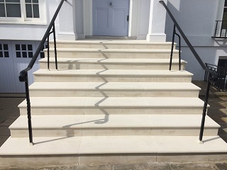 Portland Stone Solid Block Steps After Rebuild